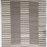 Grey & Beige Handwoven Large Kilim Rug, Turkish Wool Kilim Rug, 322x388 Cm