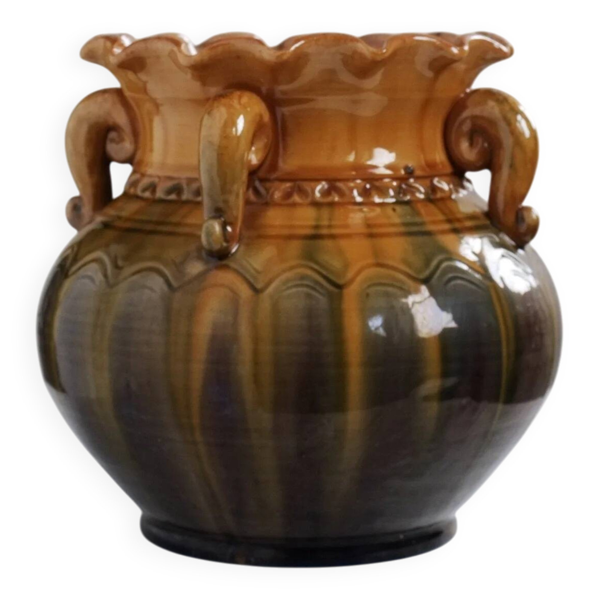 Vase en céramique festonné à anses recourbées | Lettonie | Années 1960