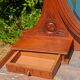 Art Deco oak dressing table, marble top and swivel mirror.
