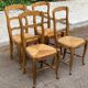 4 chaises Louis XV en bois massif chêne et paille