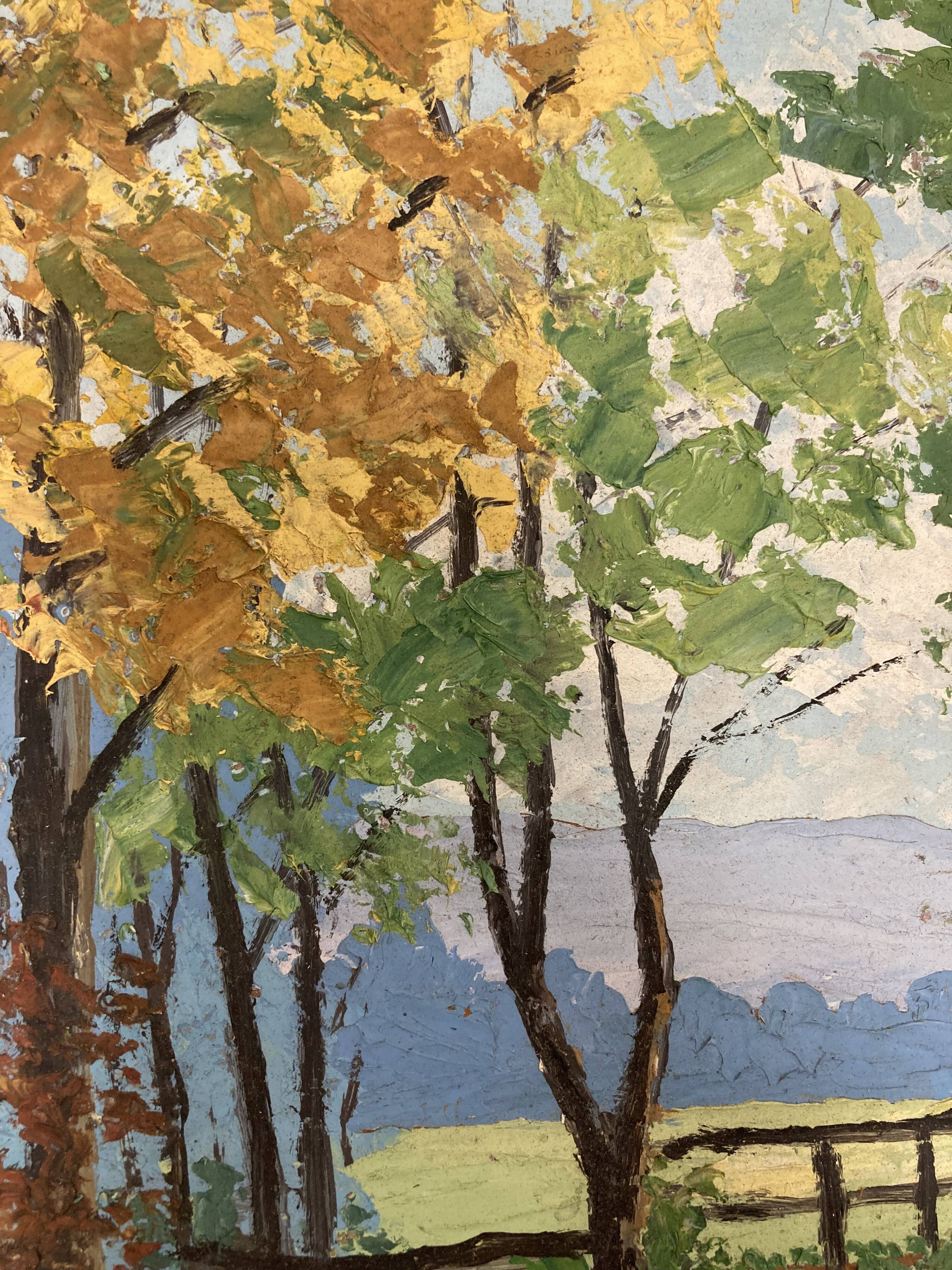 Oil on panel Landscape at the watercourse