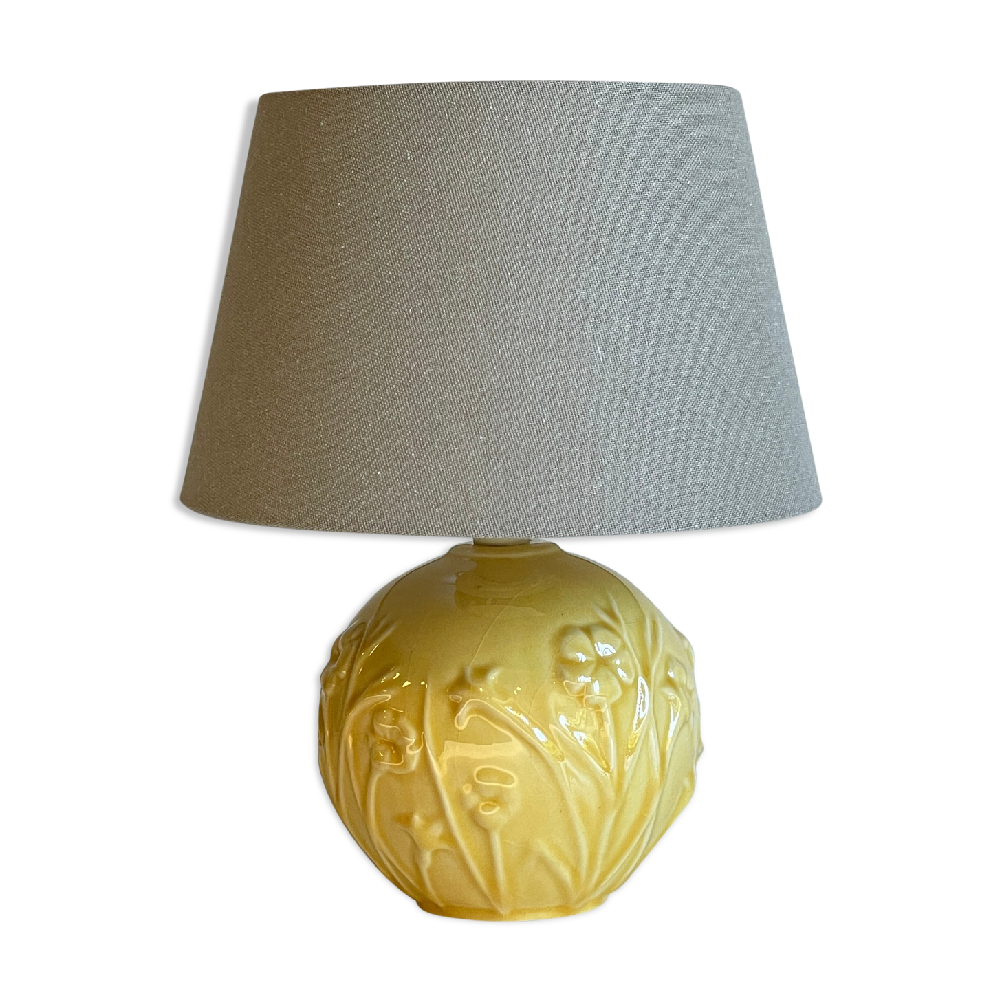 Lamp vintage yellow ceramic ball
