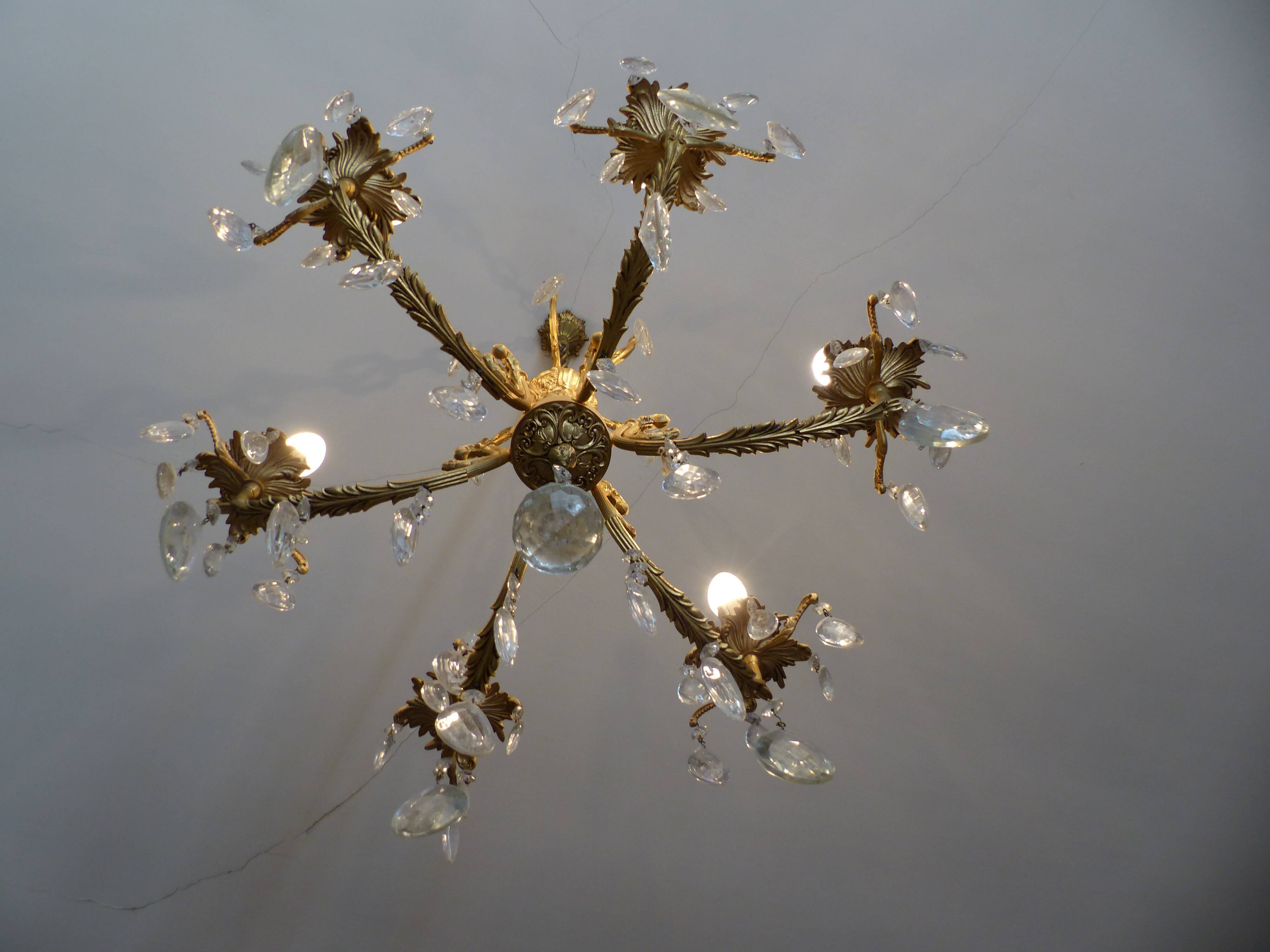 Bronze chandelier - branches with tassels