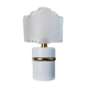 Lampe de table en verre de Murano vintage – Abat-jour blanc givré, base en métal doré, Italie années 1980