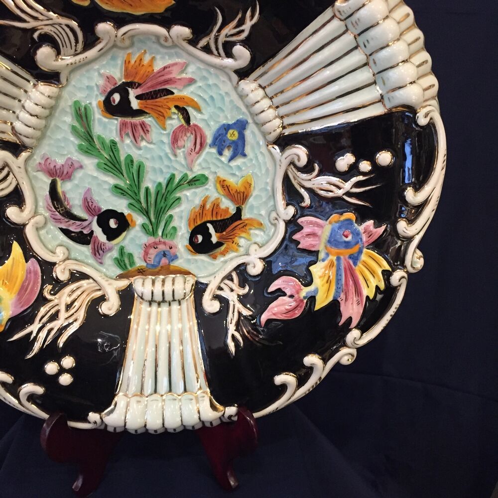 Vintage fruit cup with fish decoration cerdazur monaco