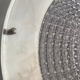 Vintage ceiling lamp in metal and pressed molded glass, France 1970