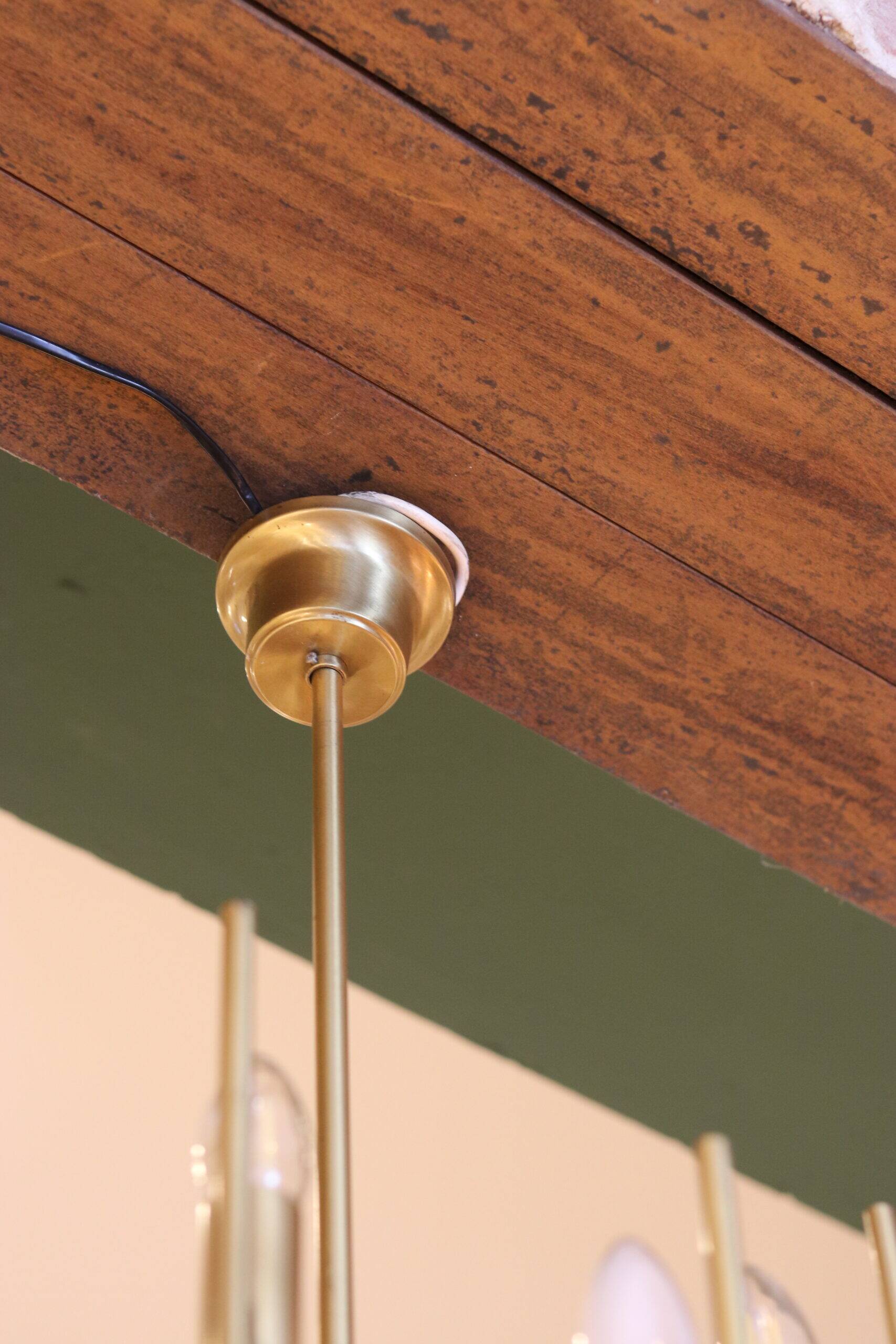 Italian chandelier Gaetano Scolari in brass, 1970.