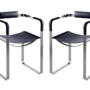 Wanderlust bar stools with backrest, blue and metal.