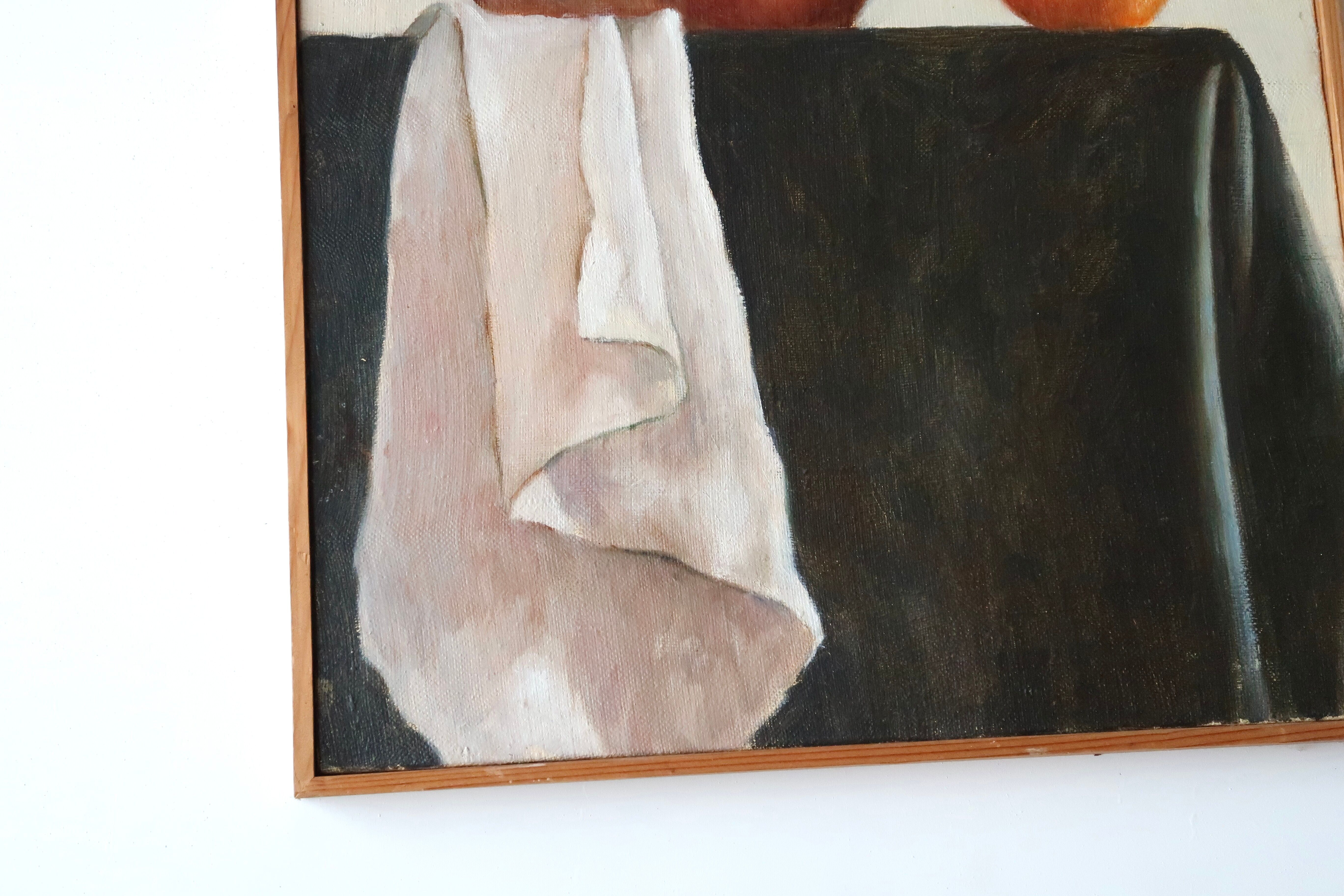 Painting, oil painting: Still life with fruit, 70s