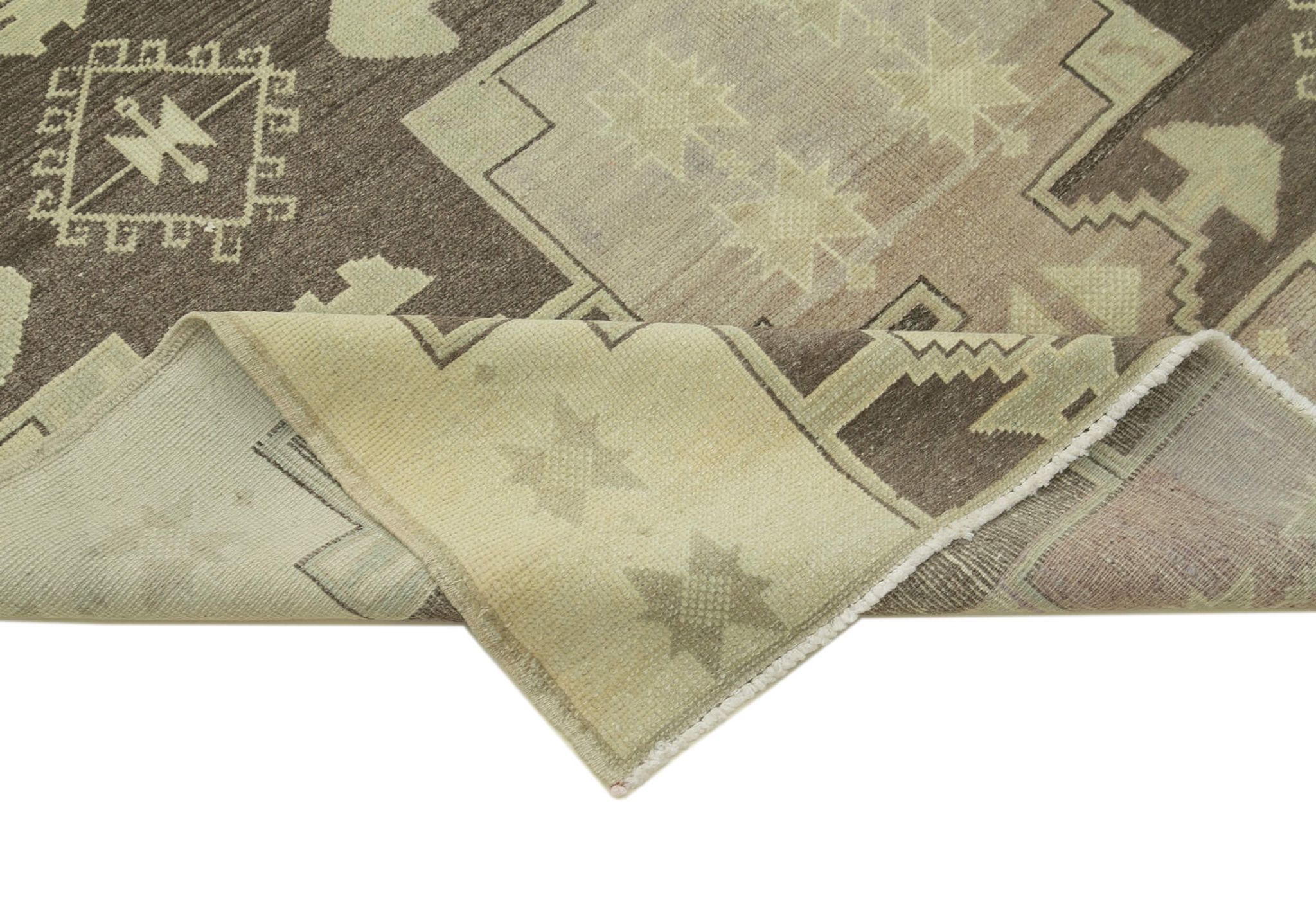 1960s handmade antique oriental beige rug 147 cm x 275 cm