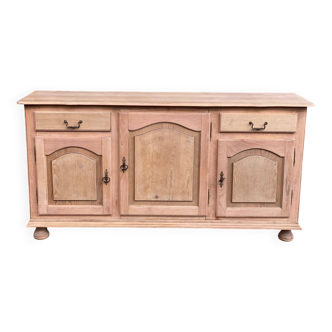 Renovated oak sideboard in raw wood English style 3 doors 2 drawers 182cm