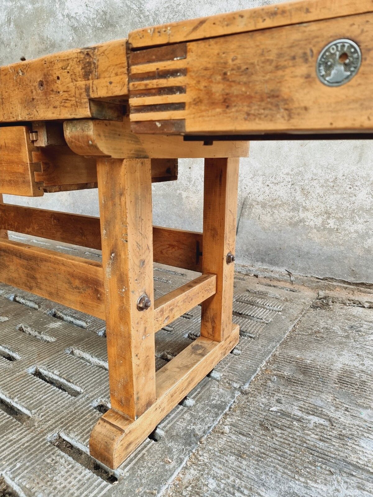 Old workbench Ott beech kitchen island or side table
