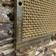 Gold metal mesh wall coat rack