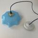 Old blue glass pendant lamp from vintage clichy
