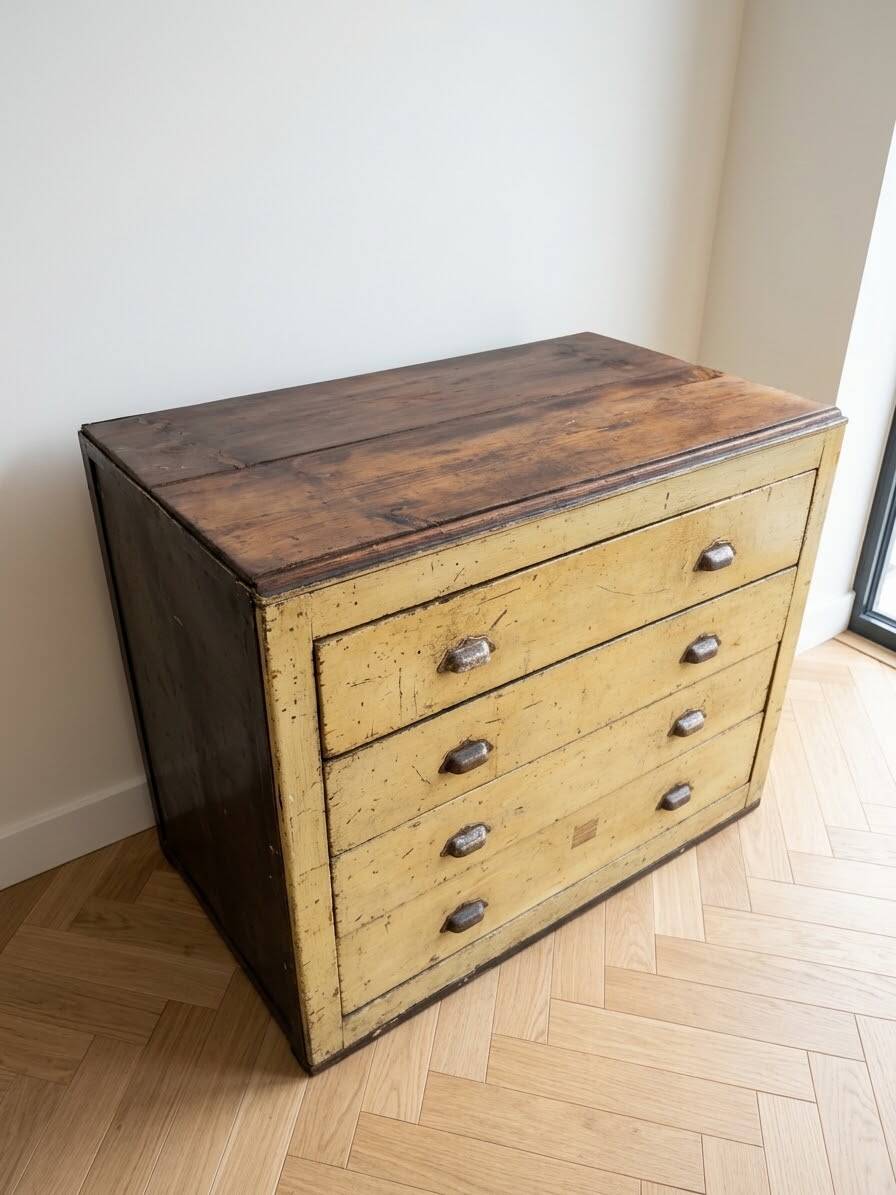 1940s iron and wood workshop furniture