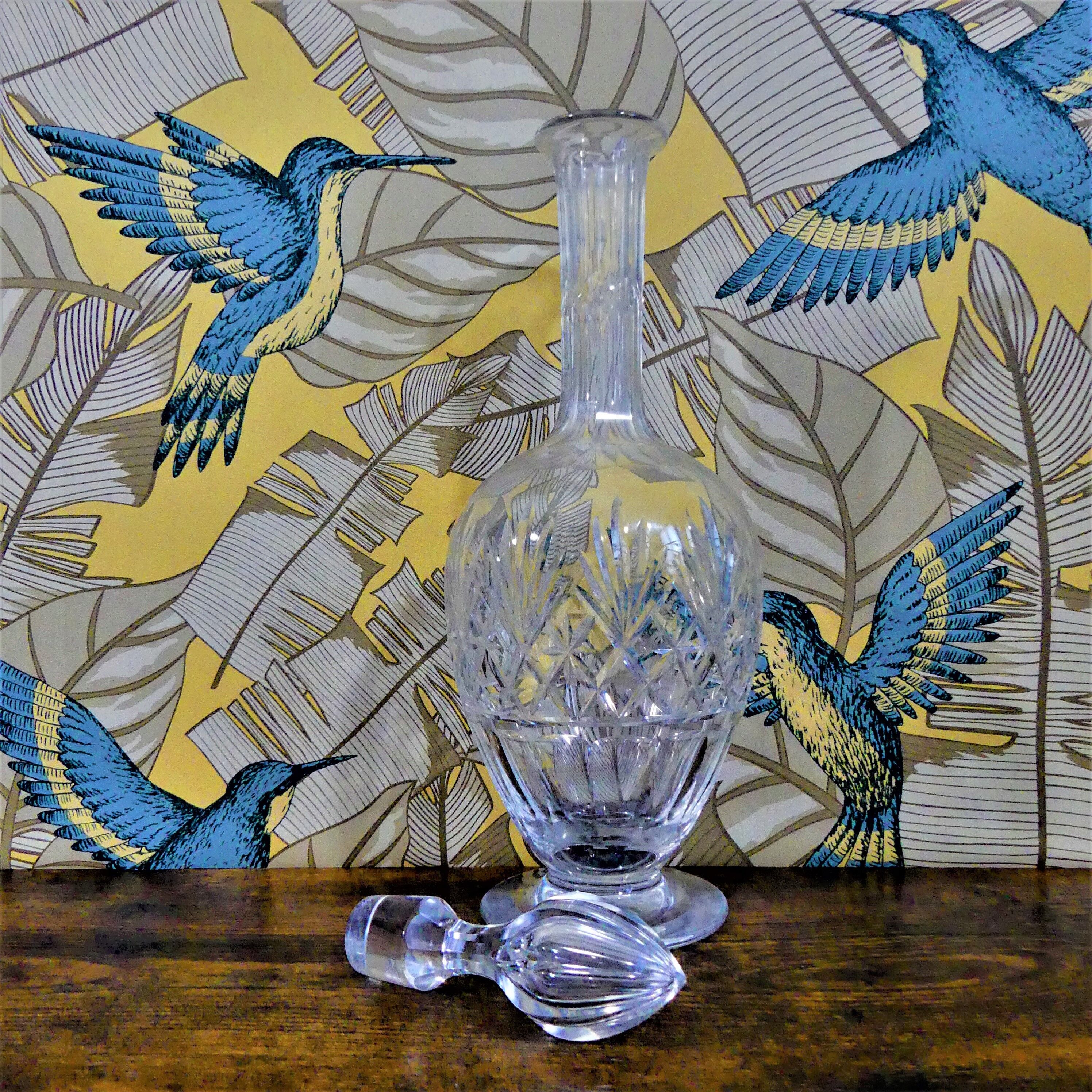 Antique carved crystal decanter - 60