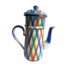 Pretty vintage coffee maker 1940, sheet enamelled with colorful diamonds
