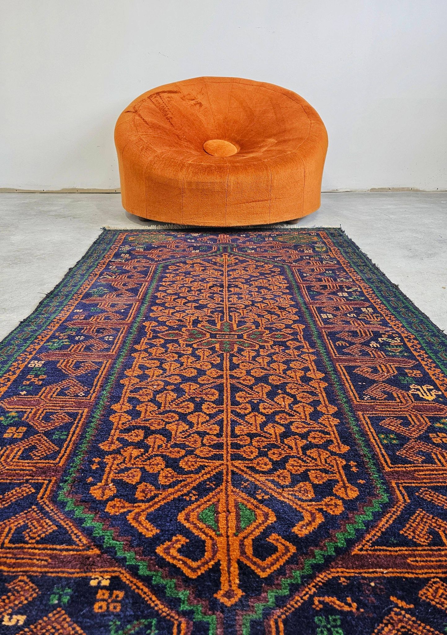 Round armchair in the style of Pierre Paulin, oversized pouf, velvet.
