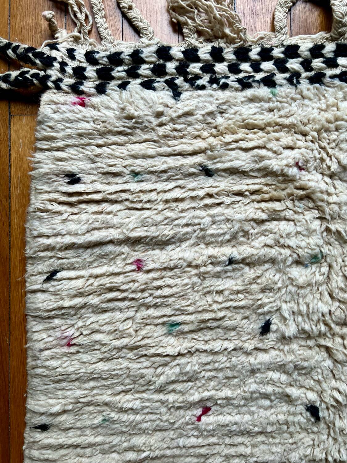 Berber Beni Ouarain handmade rug with colorful polka dots, 100% wool