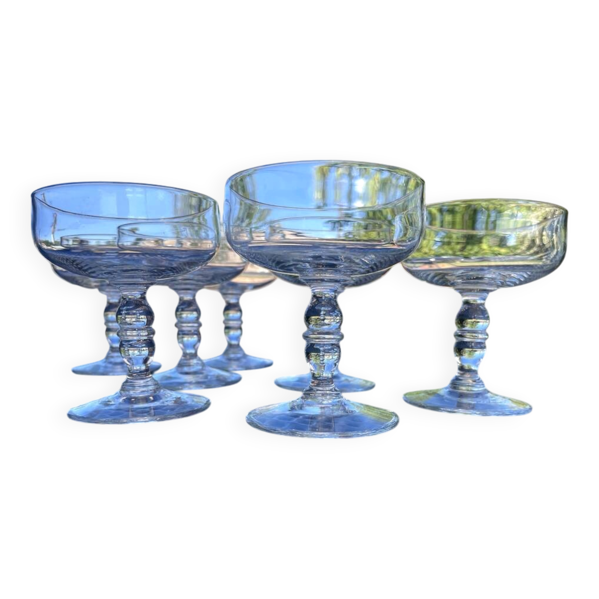 Set of 7 champagne glasses in crystal table art champagne cremant
