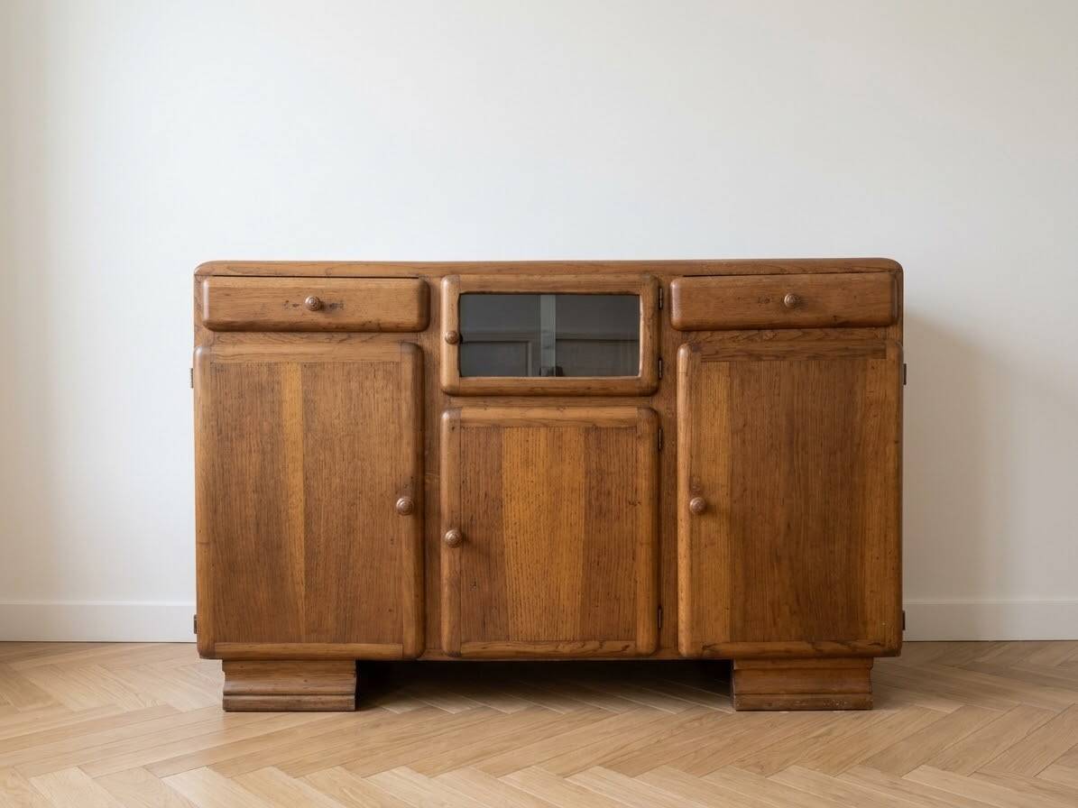 Vintage 1950s solid wood sideboard