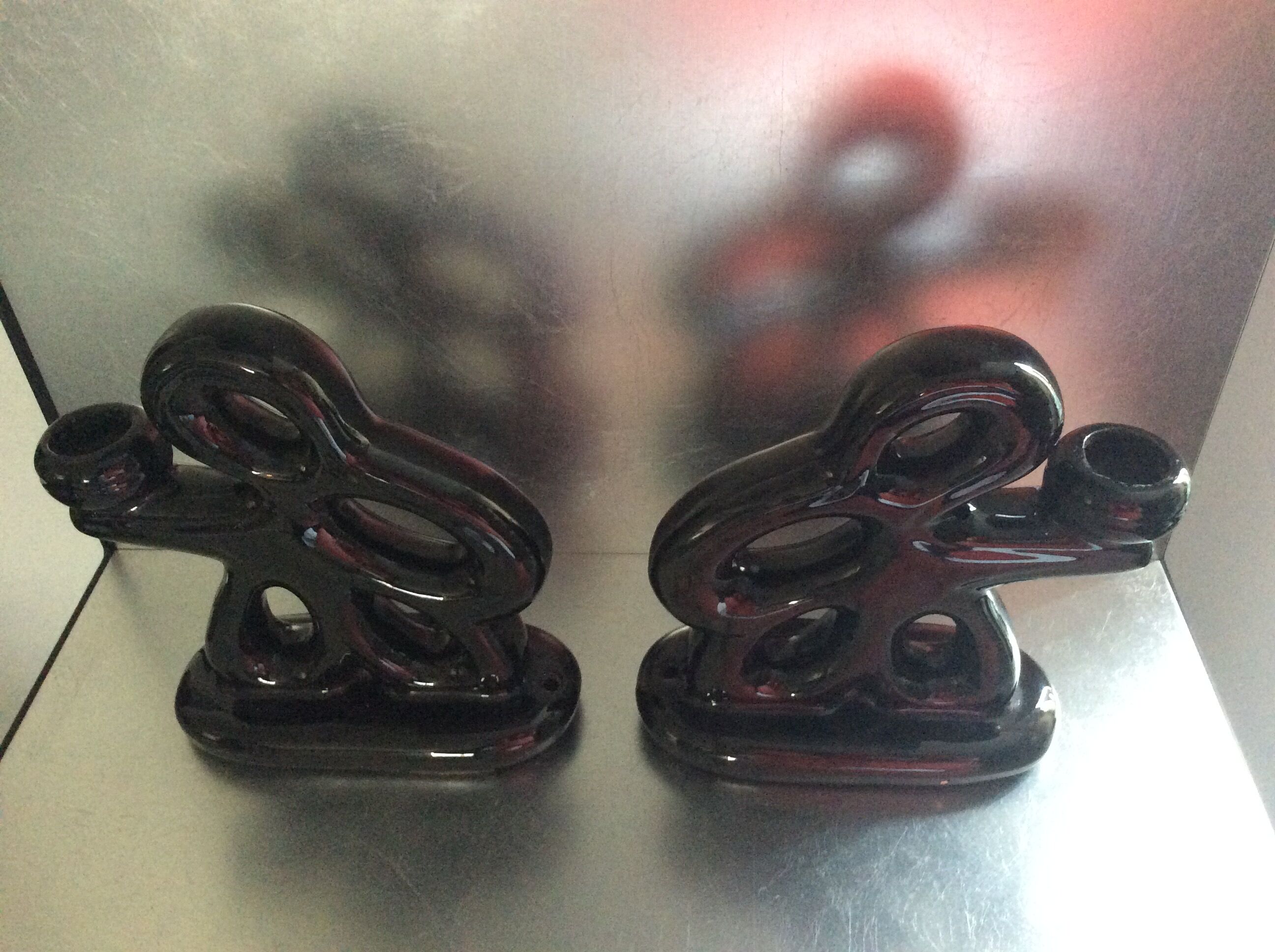 Pair of ceramic Art Deco candlesticks