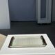 Trio of small rectangular serving dishes white and black Indonesian ceramic 21x16