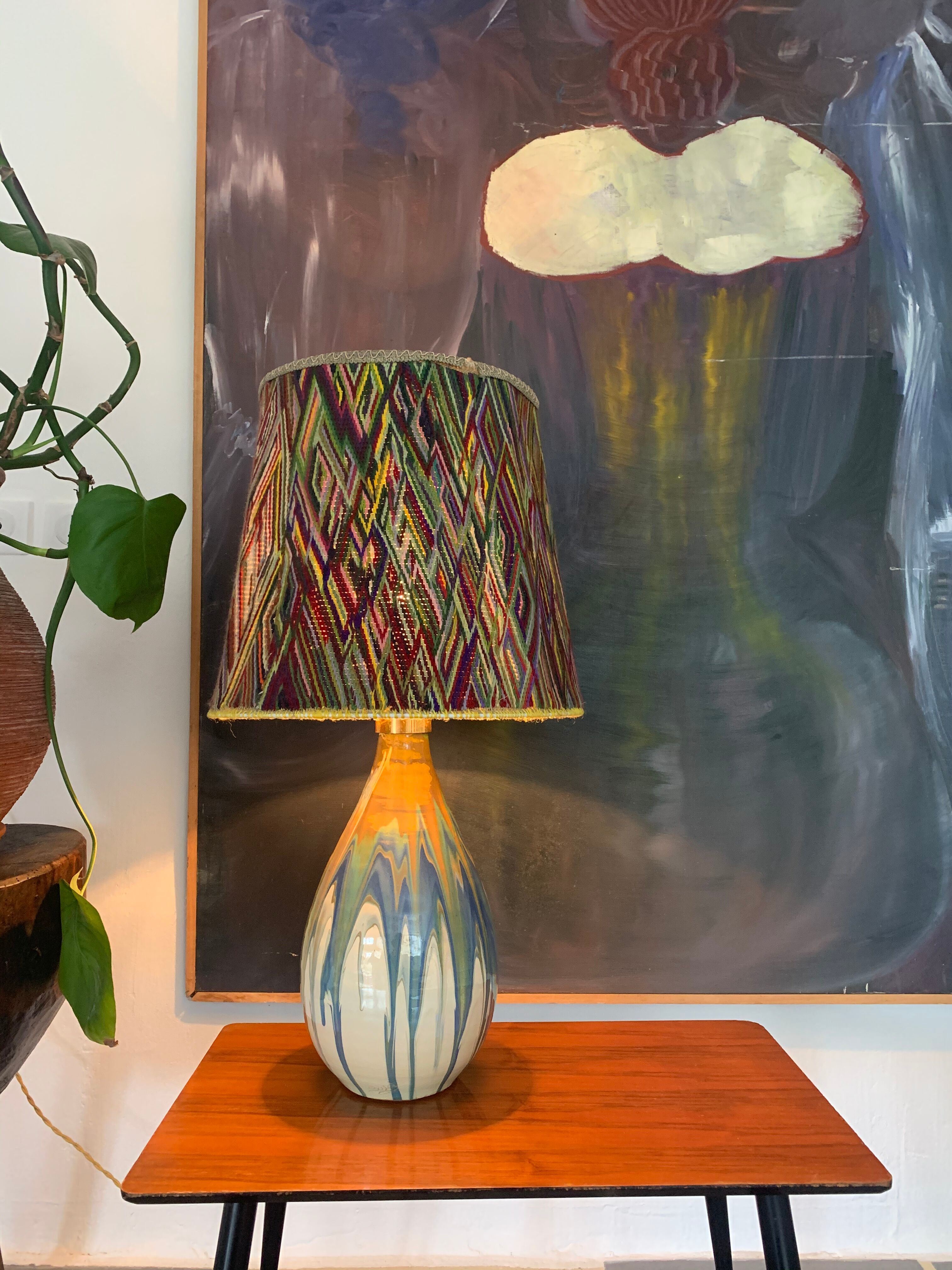 Vintage signed ceramic lamp