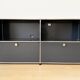 USM Haller sideboard, medium grey RAL 7004, 4 compartments with 2 flaps, Switzerland, 2000s