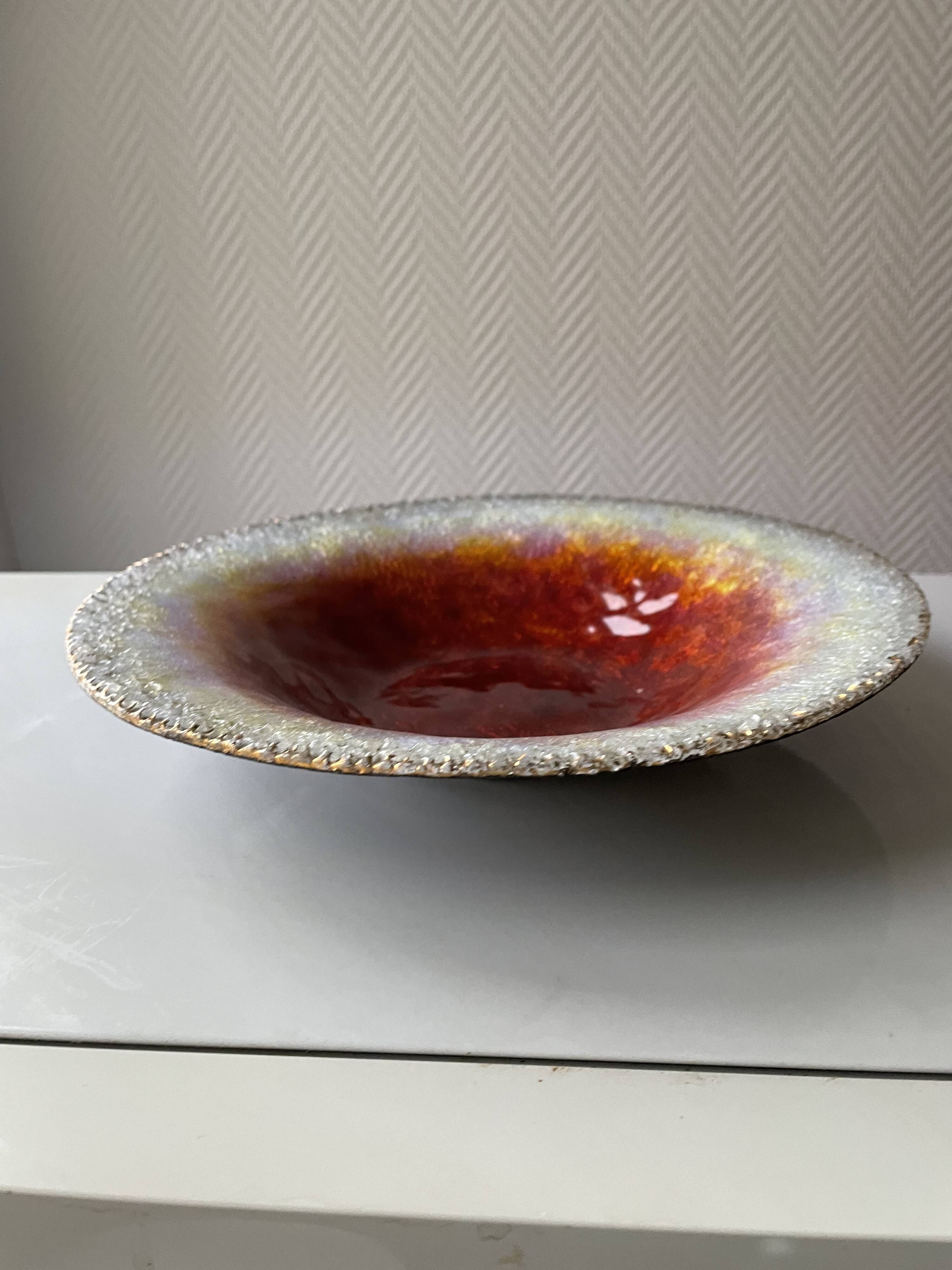 Art enamel coupe from Limoges signed Duban and Christel.
