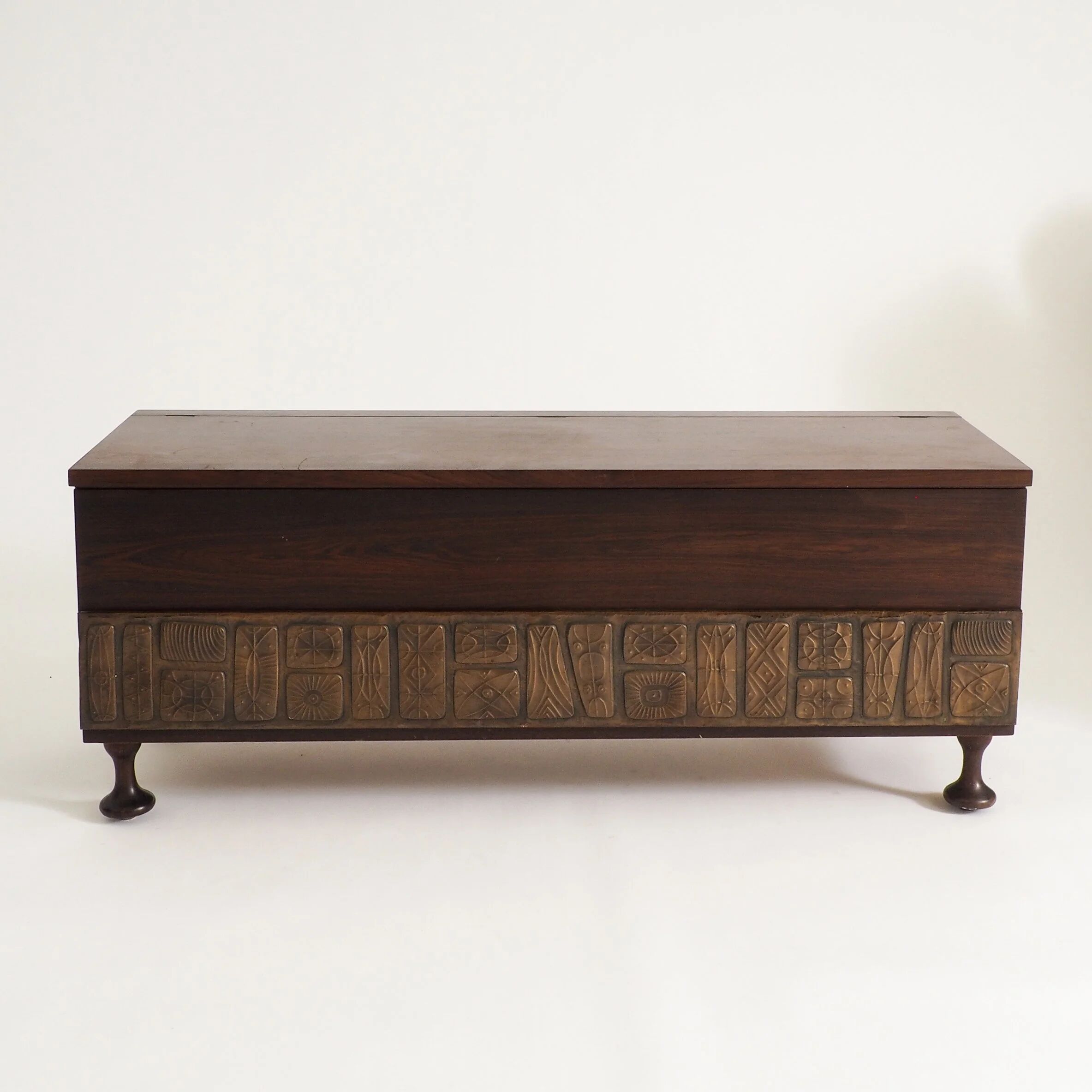 Italian brutalist rosewood chest by Santambrogio & De Berti