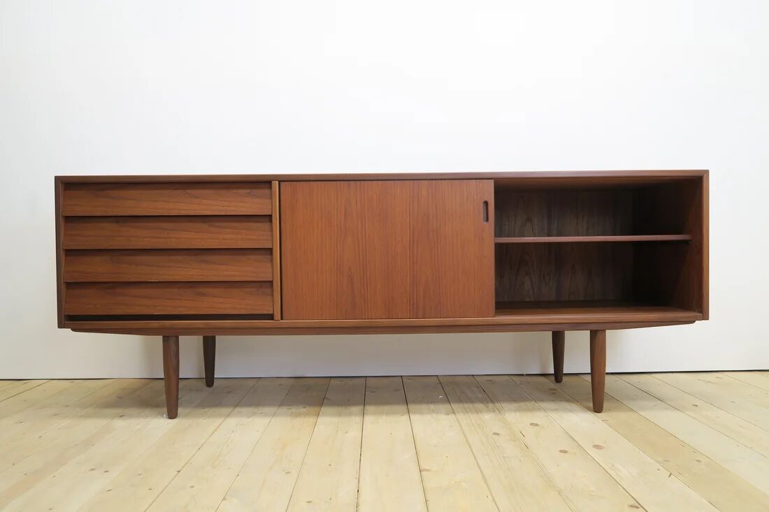 Teak sideboard with drawers and sliding doors, Denmark 1960