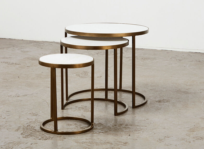 Set of Nesting Tables in Marble and Metal 1970s