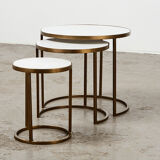 Set of Nesting Tables in Marble and Metal 1970s