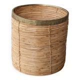Rattan & brass planter, Italy, 1970's