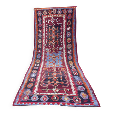 Vintage Turkish kilim handwoven 154x351 cm