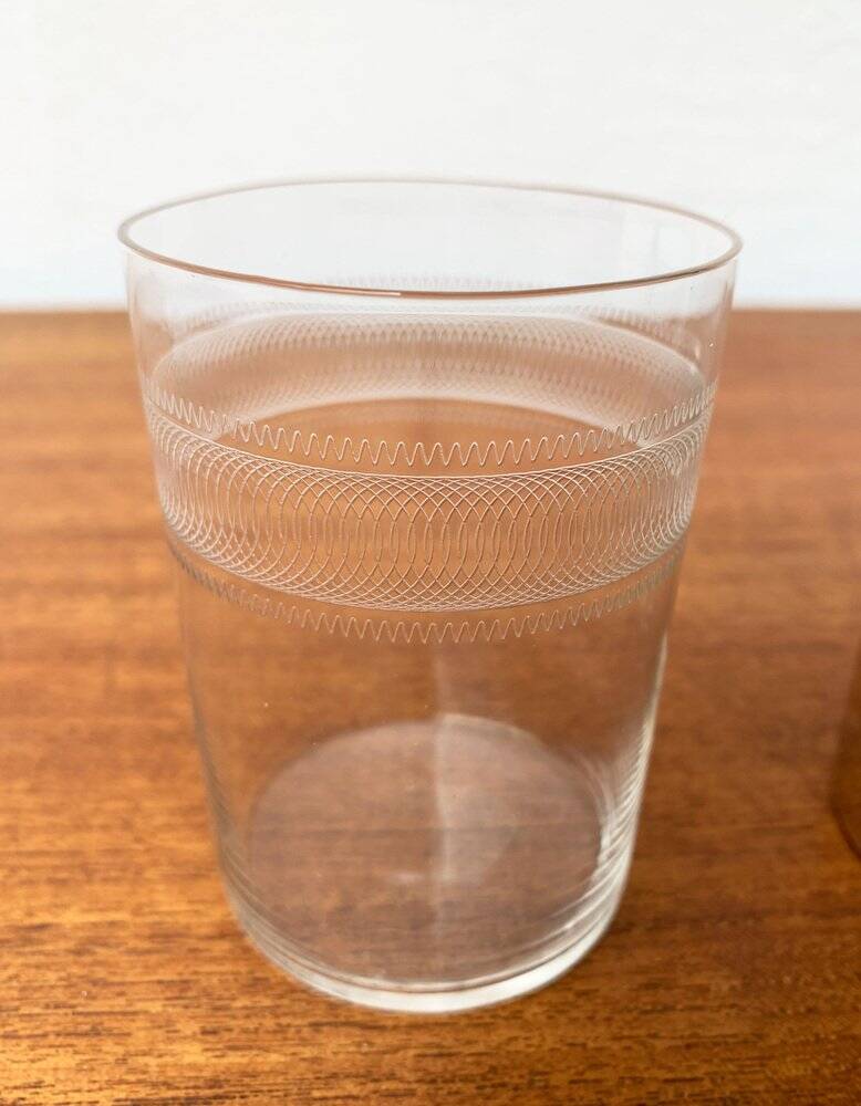 Vintage tea glasses RDA from East Germany by MUQ, Metallwarenfabrik Union Quedlinburg, set of 4.