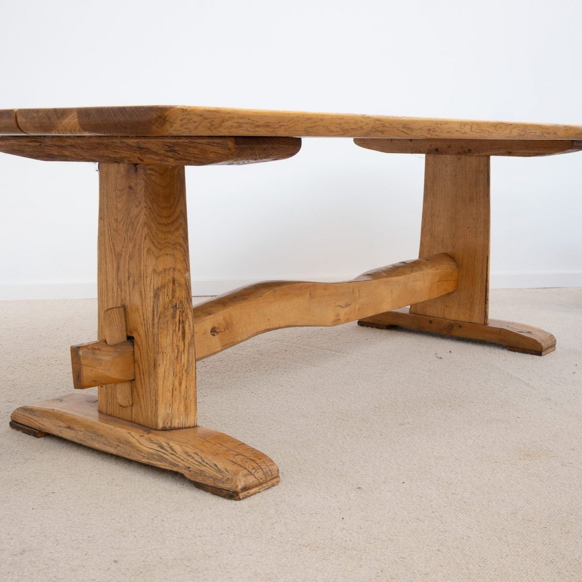 Solid oak dining table - 20th century French design