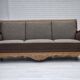 1950s, Danish 3-seater sofa, furniture wool, solid carved oak wood.