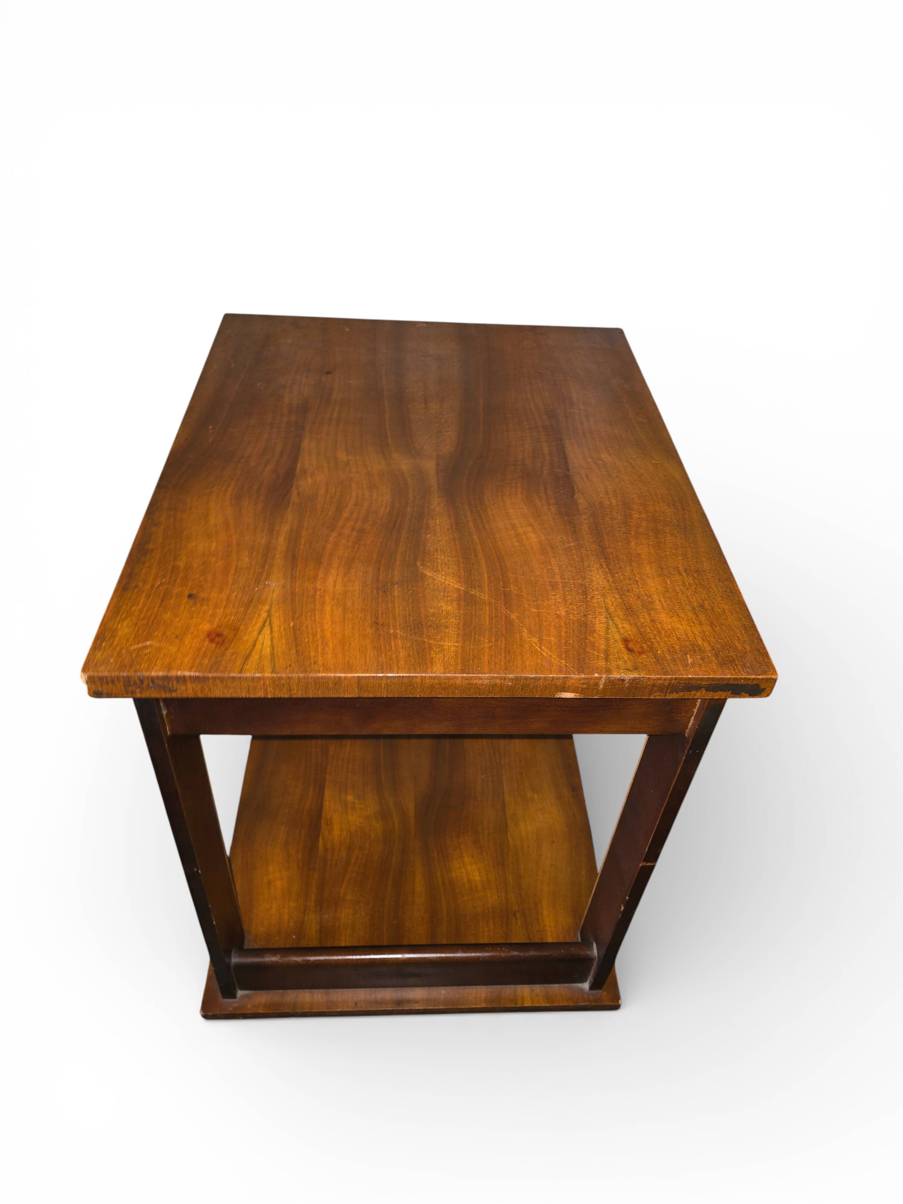 Art Deco wooden side table / serving trolley on wheels