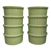 Set of 8 pastel green ramekins (anise) signed France