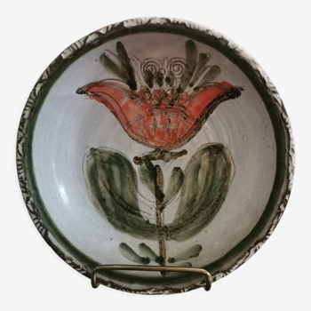 Hollow ceramic plate signed Albert Thiry