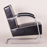 Paire de fauteuils en cuir noir fabriqués en Tchéquie des années 1930 par Mucke Melder - Restauré
