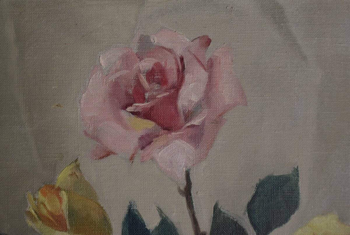 Gaston Ploquin, Roses in a glass vase (circa 1935)