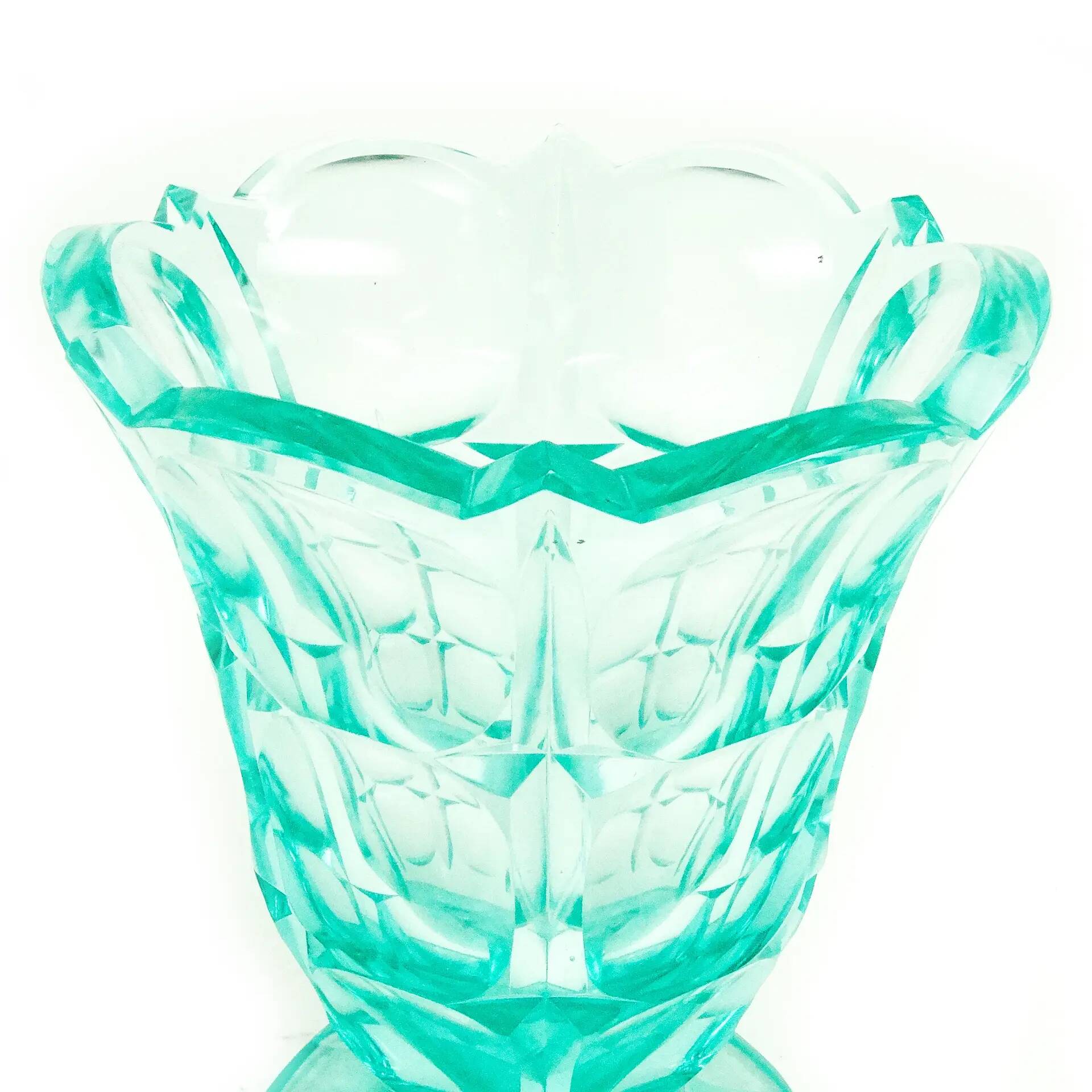 Art Deco vase, uranium crystal, Moser, Czechoslovakia, 1930s