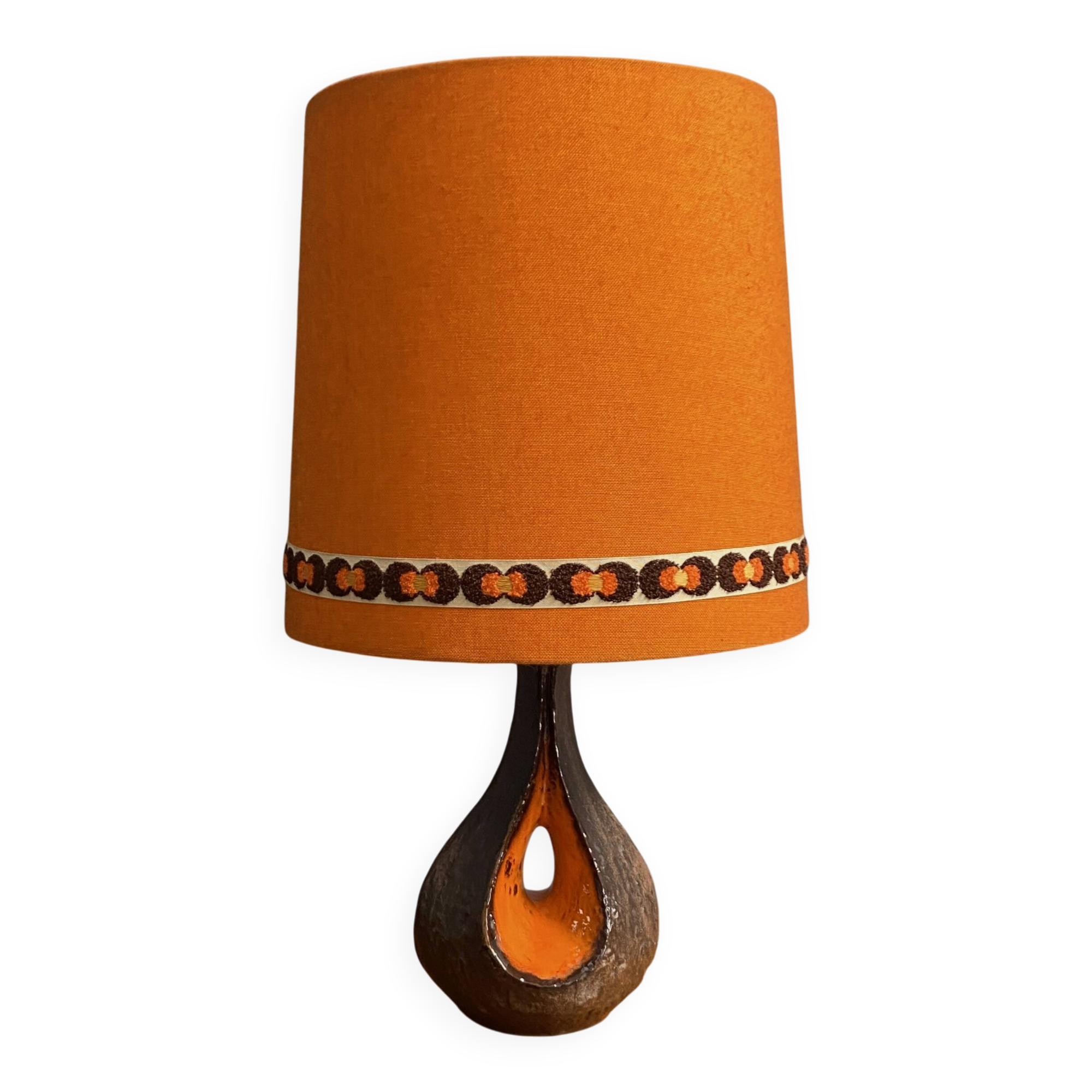 Ceramic orange / brown table lamp 1960s