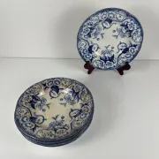 Set of 6 deep plates in ironstone "Flora" – Creil et Montereau, 19th century, blue