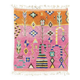 Boho chic Moroccan pink wool rug