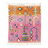 Boho chic Moroccan pink wool rug