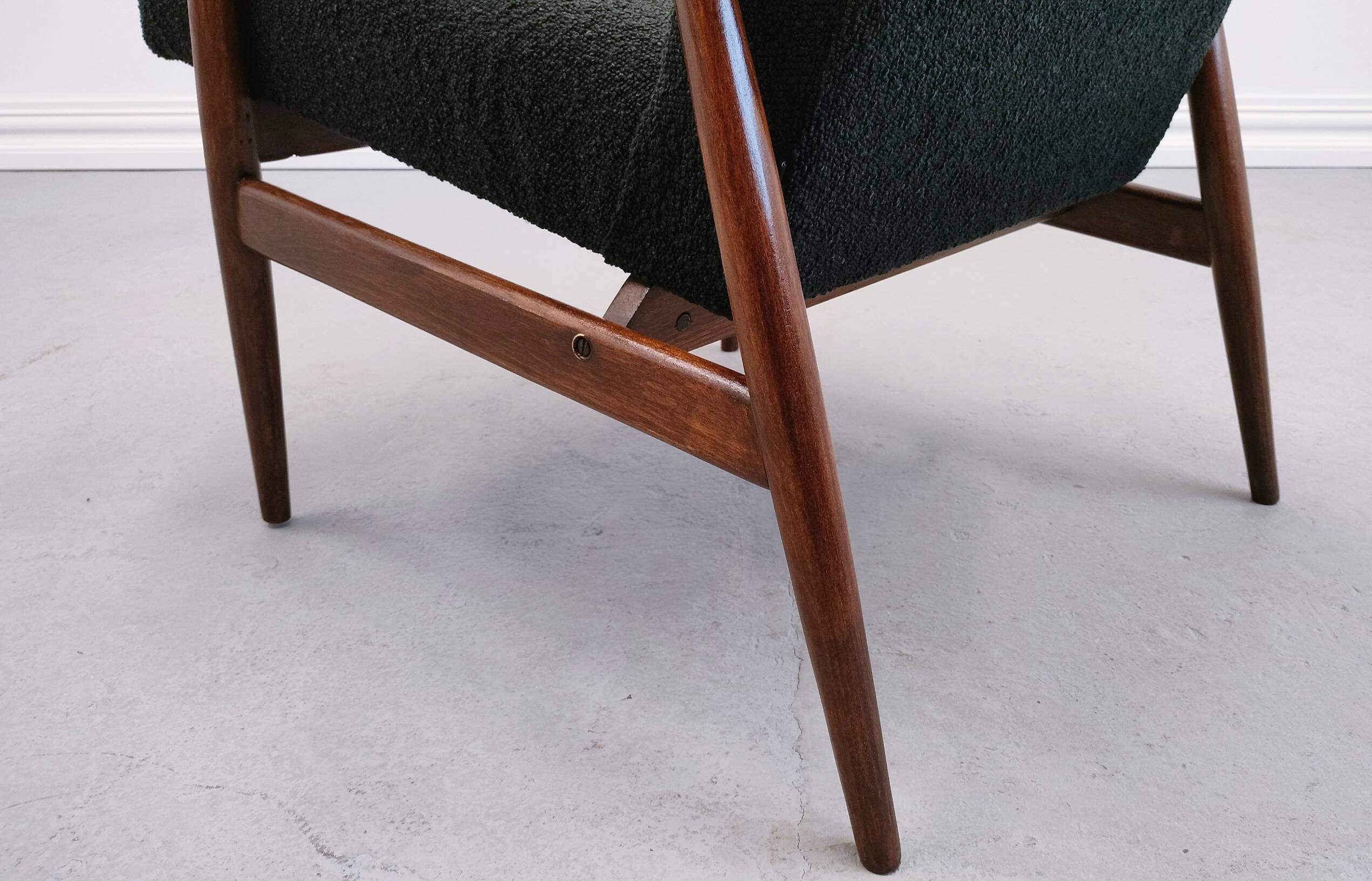 Henryk Lis armchair in black boucle 1960